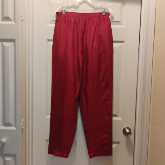NWT Vintage EVR 80s 90s 100% Silk Windbreaker SweatSuit Red Quilted Studded Sz L - Picture 9 of 14